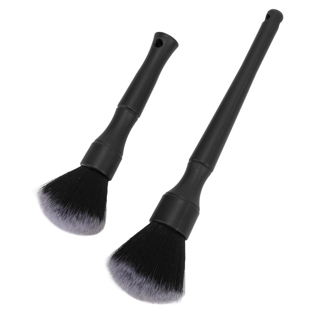 2pcs Soft Car Detailing Brush Set Multi Purpose Automotive Cleaning Brush Universal for AutoBlack