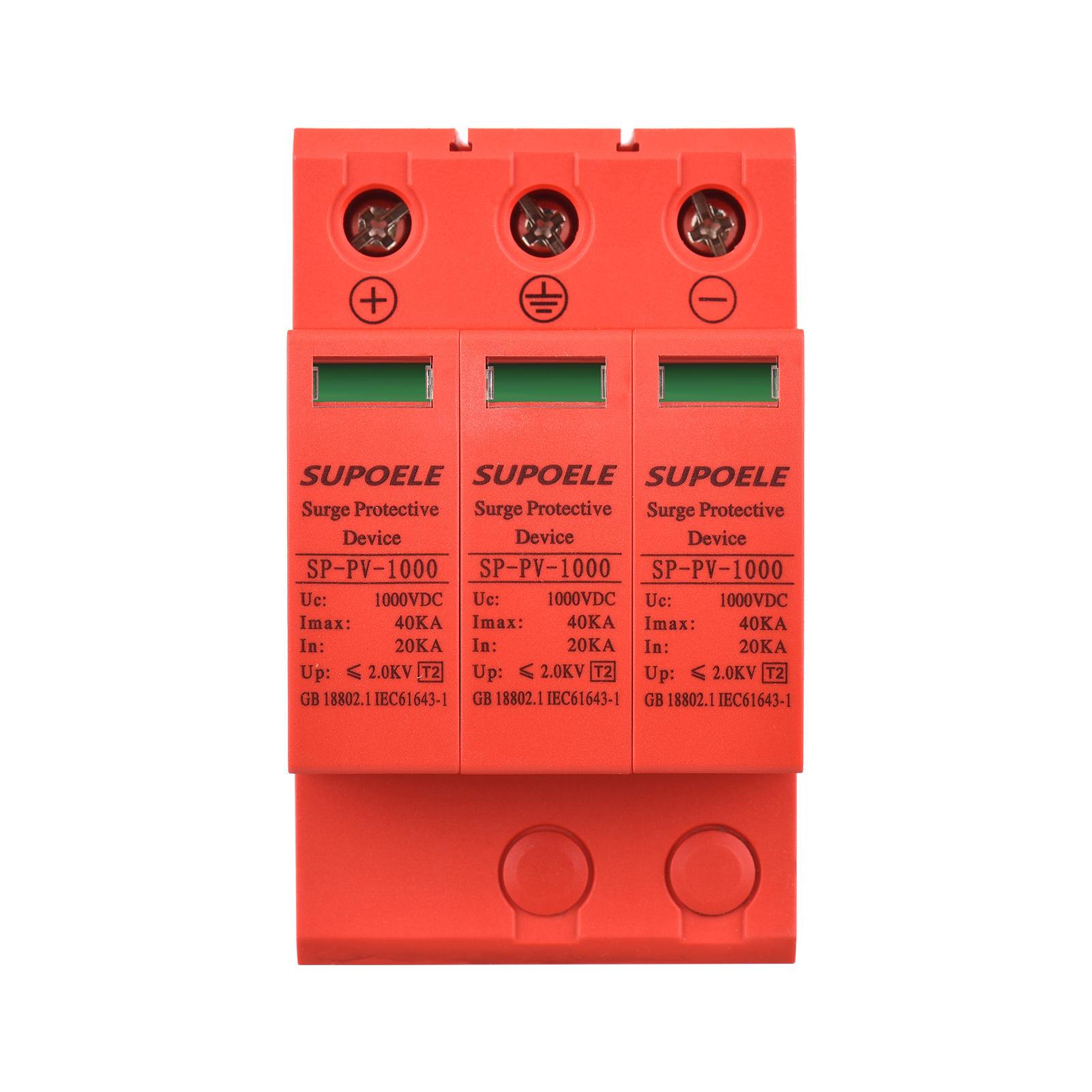 

DC 1000V Surge Protective Device 3P 40KA Surge Arrester Photovoltaic PV Thunder Proof Protector Breaker DIN Rail червоний