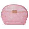 Portable Half-Round Mesh Makeup Bag - Compact Travel Toiletry & Lipstick Organizer