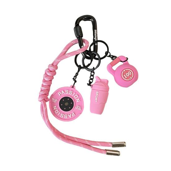 Fitness Keychain Weightlifting Fitness Equipment Charm with Keyring Weight Plate Dumbbell Key Chain Bag Backpack Charm Gift for Gym Enthusiasts