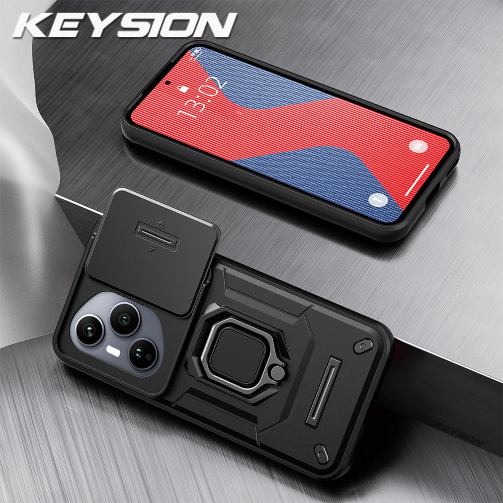 

KEYSION Противоударный бронированный чехол для HONOR 400 Pro 5G со сдвижной защитой объектива камеры, кольцом-подставкой, чехол для телефона для Huawei Honor 400 5G for Honor 400 Pro чёрный