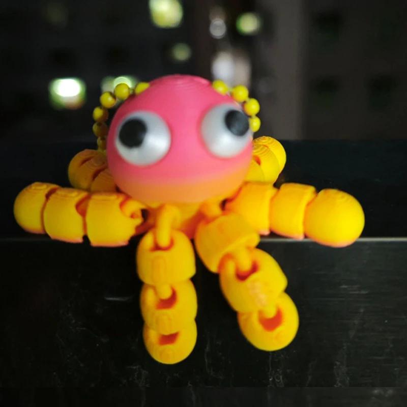 

Charming Octopus Little Pendant Keychain with Multiple Joints, Movable Joints Action Figure Backpack Hanging Ornament Decoration помаранчевий