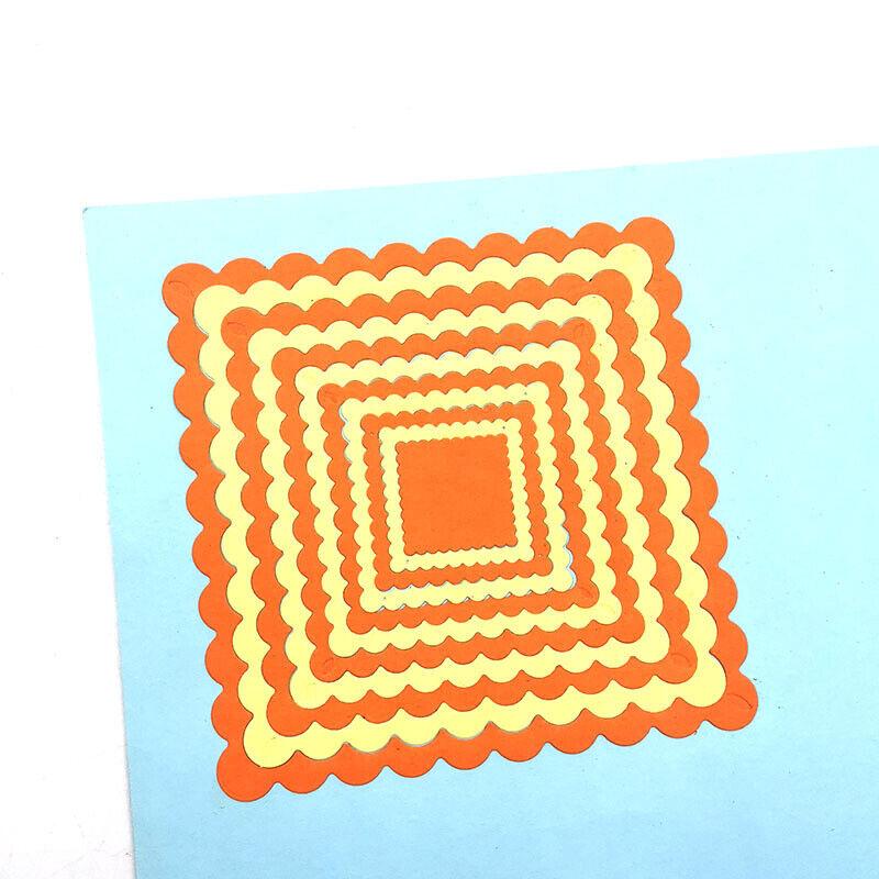 Quadratische Wellen-Spitzenform-Stanzformen, Metallschablone, DIY, Scrapbooking, Album, Papier, Karte, Prägung, Handwerk, gestanzter Rahmen