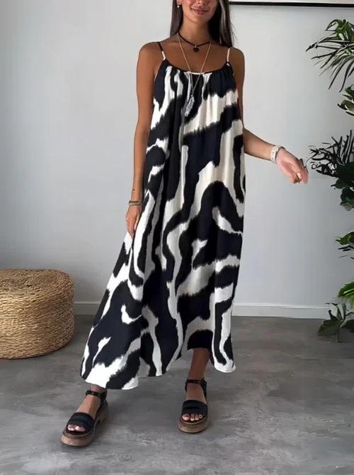 2026 European and American summer new dress zebra print loose casual suspender skirt S