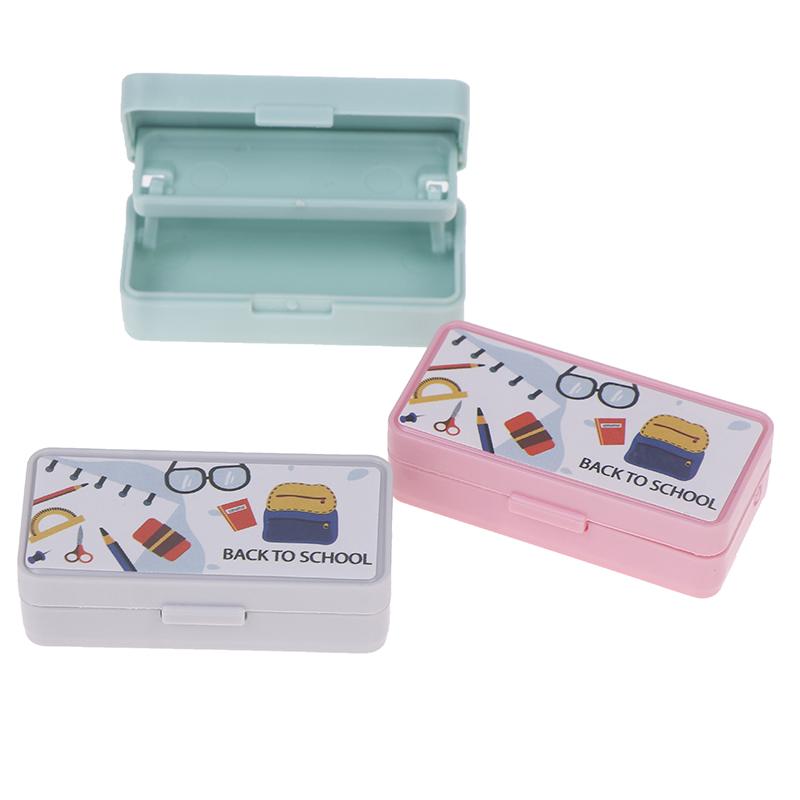 Dollhouse Miniature Stationery Pencil Case School Stationery Box Desk Ornaments Model Toys For Doll House Accessories