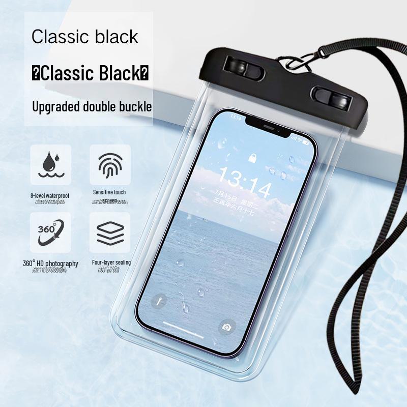 

Сенсорный прозрачный водонепроницаемый чехол для телефона для плавания и рафтинга Phones below 7.2 inches прозрачный черный