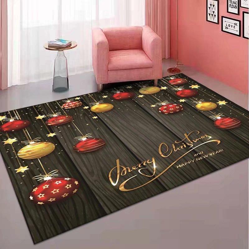 VIKAMA Christmas Living Room Bedroom Printed Carpet Winter Warmth Full Floor Anti-slip Floor Mat Home Decoration