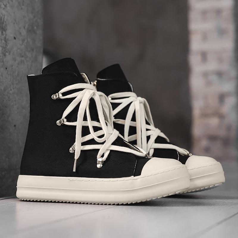 Nischen-High-Top-Canvas-Vulkanisierte Herrenschuhe mit Seitenreißverschluss - Trendiges und vielseitiges Freizeit-Schuhwerk 2025