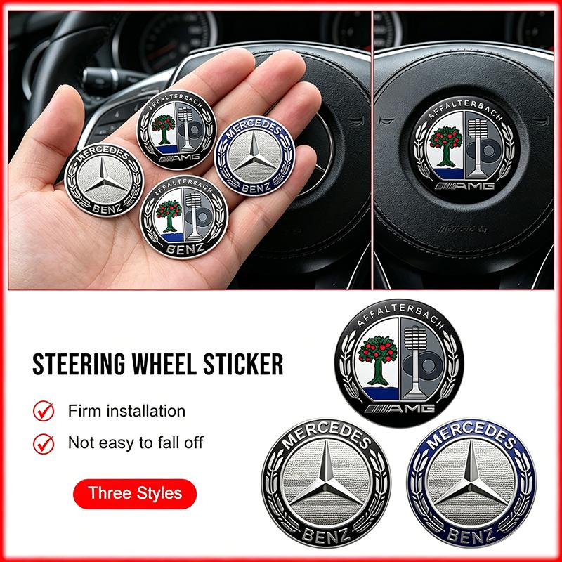 CRY1 ABS Car Steering Wheel Center Emblem Sticke For Mercedes Benz A200 A180 W177 CLA GLA AMG A C E CLS Class Car Accessories