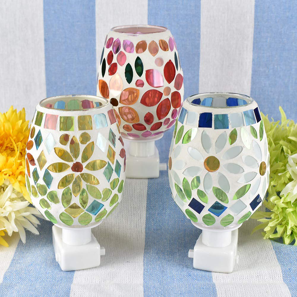 Fourcart Cute Handmade Glass Craft [Mosaic Foot Lamp] Flower Yellow X Set of 6