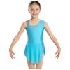Girls Rhythmic Gymnastics Costume Sparkling Rhinestone Mesh Patchwork Sleeveless Dress with Built-in Briefs for Stage Competition