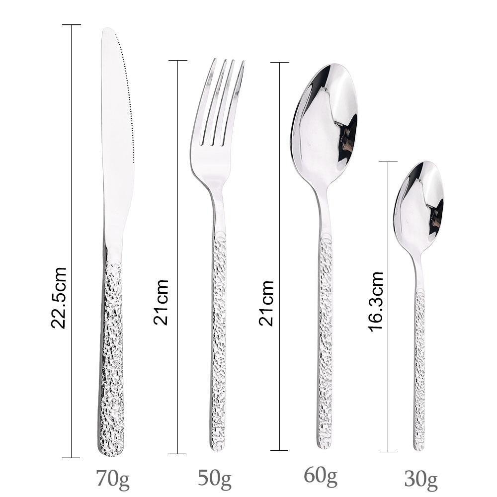 4pcs Hammer Pattern Handle Dinnerware Set Western Stainless Steel Tableware Set Reusable Knife Fork Spoon Dining Table Utensils