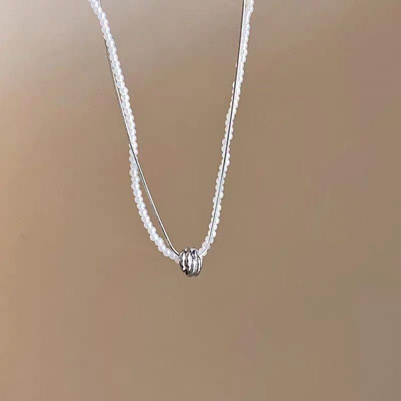 

Pearl Snake Bone Chain Double Stacked Beads Beaded Necklace Women S Premium Clavicle Chain Neck Chain Accessories