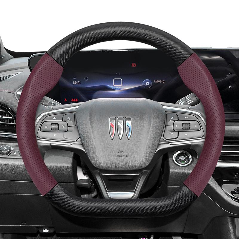 

Suitable for Buick Perforated Leather Matte Carbon Fiber Texture Steering Wheel Cover Encore GX Envista Envision Enclave Black