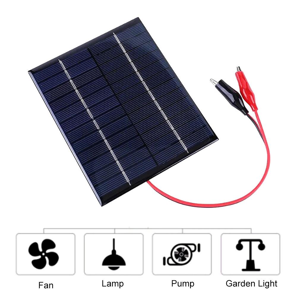 12V 10W Solar Panel Portable Polysilicon Epoxy Panel Outdoor DIY Solar Charging Panel with Clip for 9-12V Battery Charging