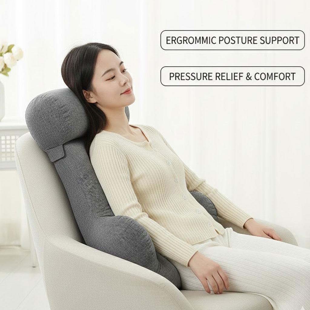 Ergonomic Memory Foam Lumbar and Neck Support Pillow Set | All-in-One Back Cushion for Office Chair & Desk Chair