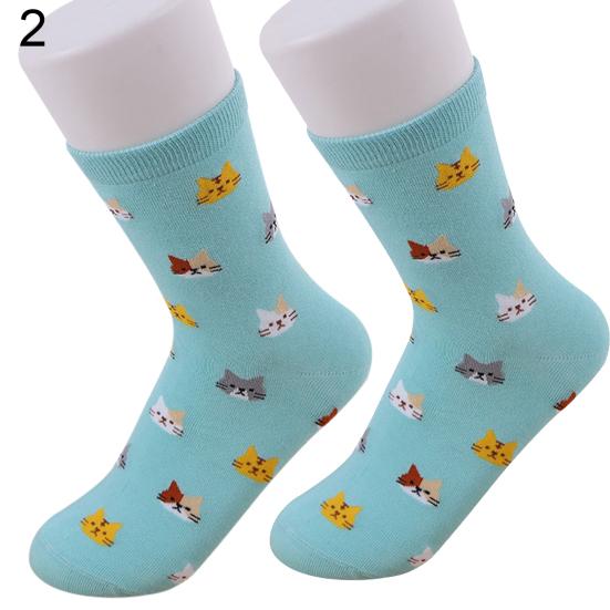 Women's Winter Stylish Autumn Cartoon Animal Cute Cat Pattern Cotton Ankle Socks