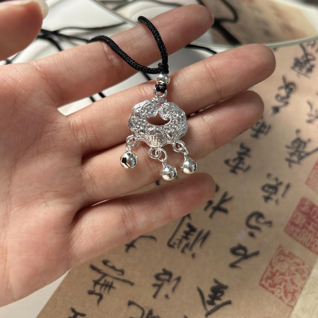 Ruyi Fu Character Lock Pendant, Baby Girl Safe and Long Life Lock, Bell Lock