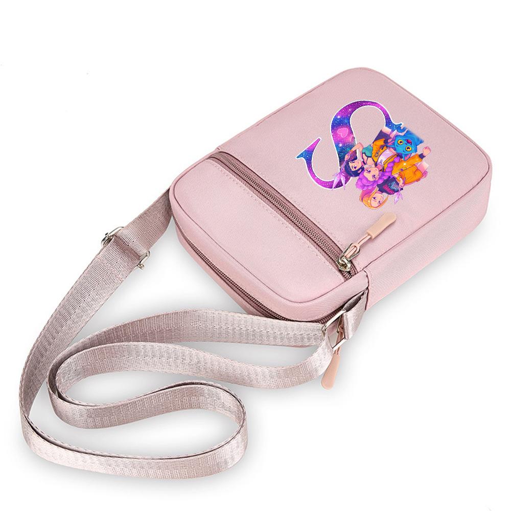Borsa a Spalla Stampata con Lettera Kpop Demon Hunters 26 Lettere Inglesi Borsa a Tracolla Cucita in Nylon per Studenti Leggera e Resistente Regalo di Natale per Bambini
