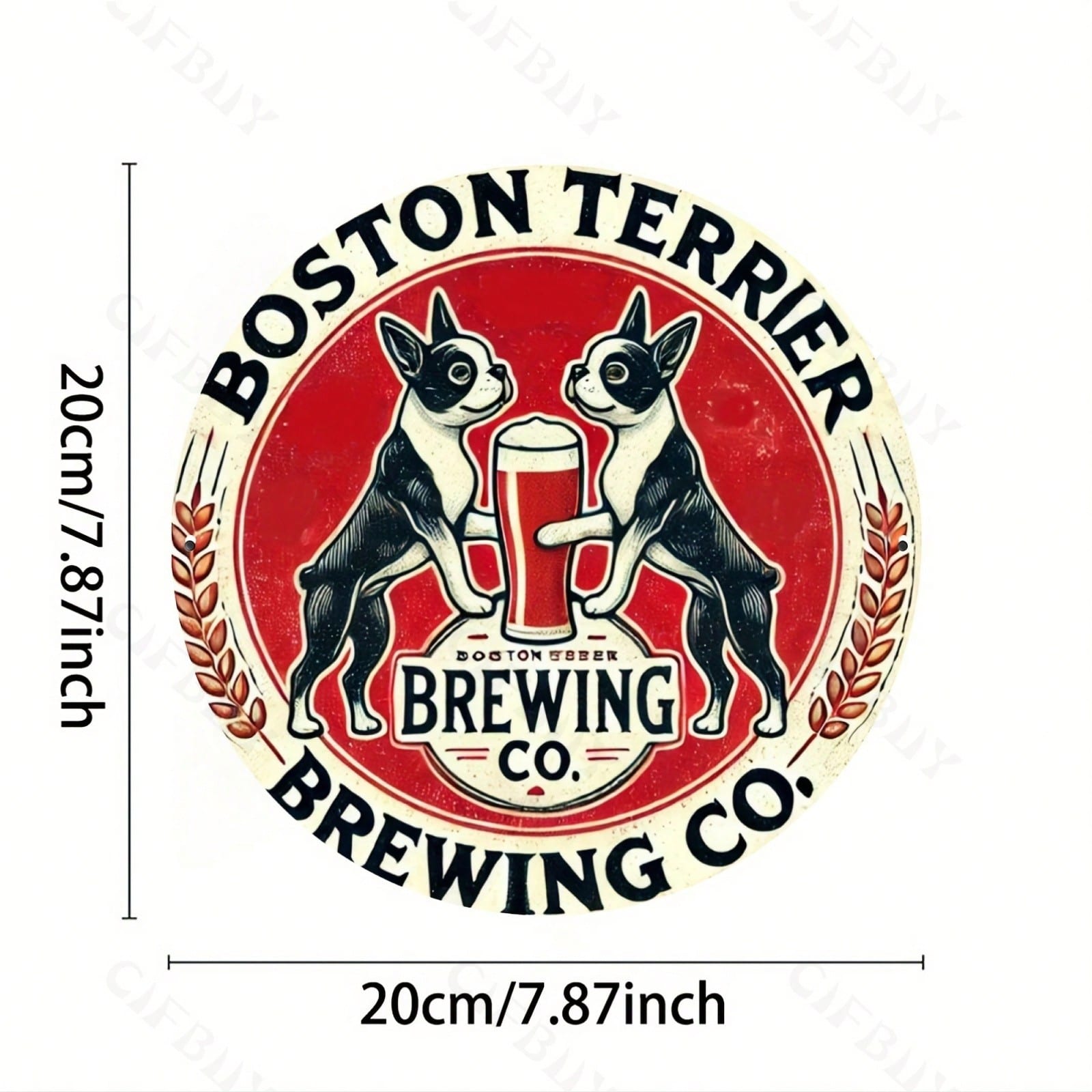 

Металлическая жестяная табличка Винтажная Бостон-терьер Пивной Бар Круглая 8x8 дюймов Настенное искусство Домашний декор Подарок В помещении На улице Кафе Гостиная Офис TYA4489-20X20CM разноцветный