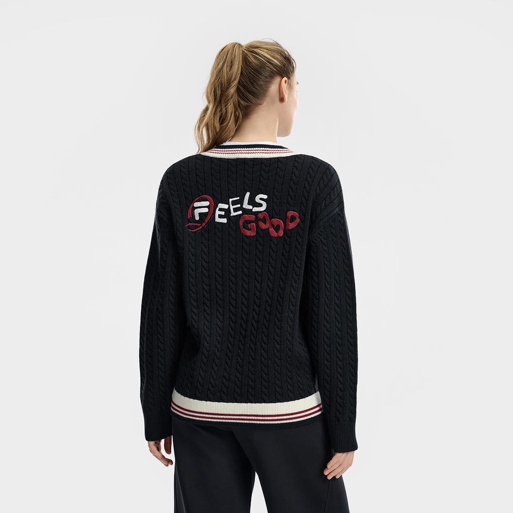 Fila Tennis Fashion Minimalist Classic Retro Sports College Style Casual Versatile Comfortable Knitted Loose Sweater Unisex sweater A11U613401FNV