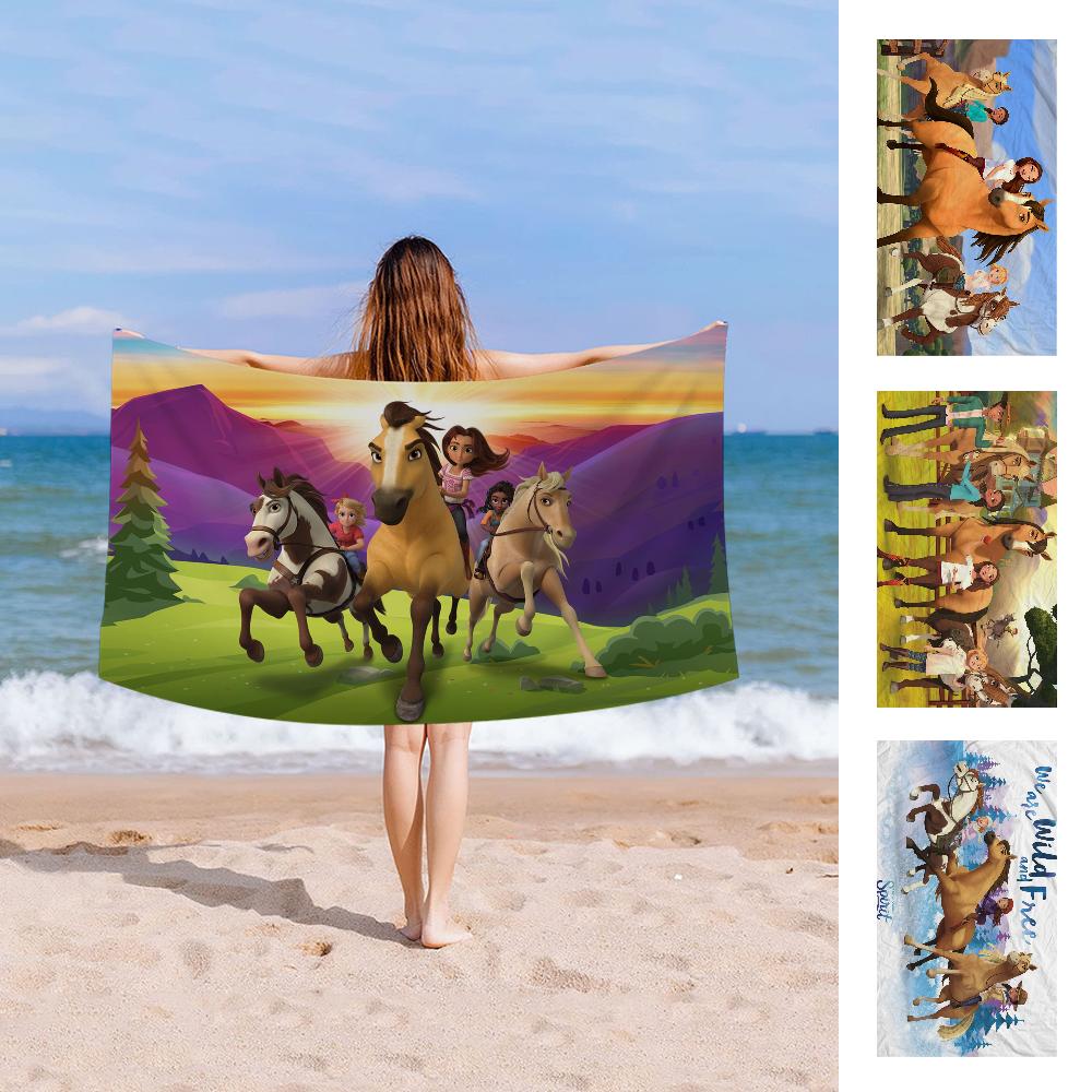 Spirit Riding Free Horses Microfiber Beach Towel Absorbent Quick dry Soft Yoga Swimming Resort Mountain Climbing Towel