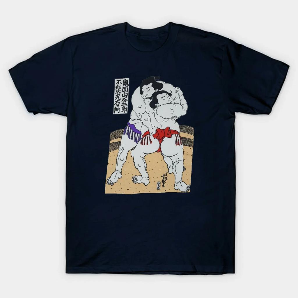 Vtg 80s 90s Old School Japan Sumo Wrestling Ukiyoe TShirt 100 Cotton ONeck Summer Short Sleeve Casual Mens Tshirt Size S3XL