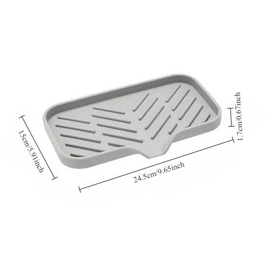 

2pcs Sink Silicone Tray With Drain Soap Sponge Storage Holder Countertop Sink Scrubber Brush Soap Storage Rack Kitchen Organizer