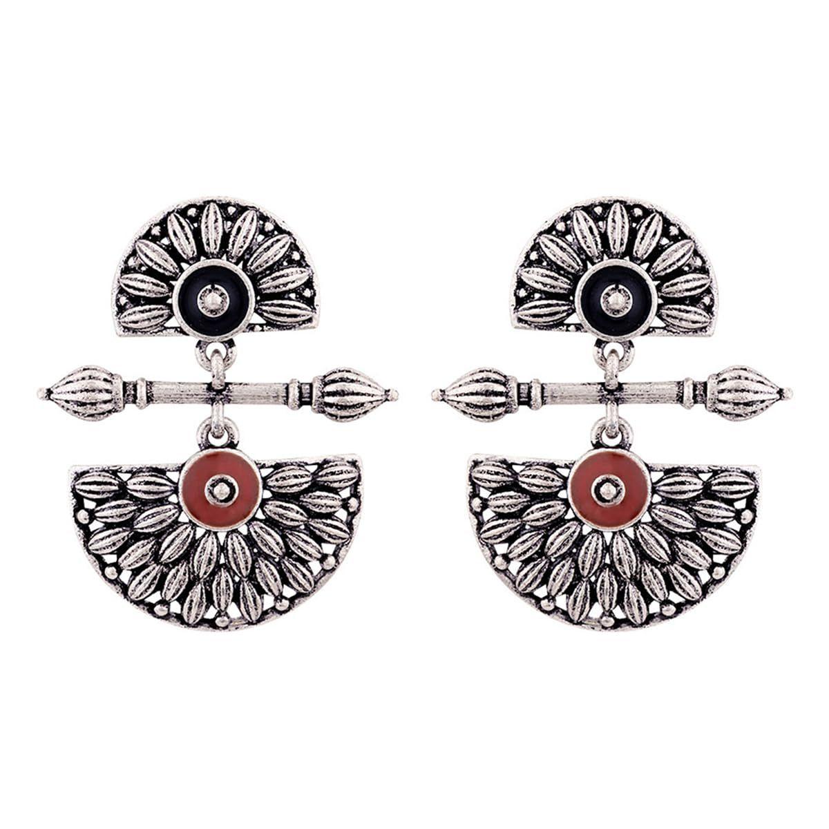 Серьги-капли из латуни и серебра с оксидированным дизайном мандалы, слегка украшенные подвесками для женщин и девочек