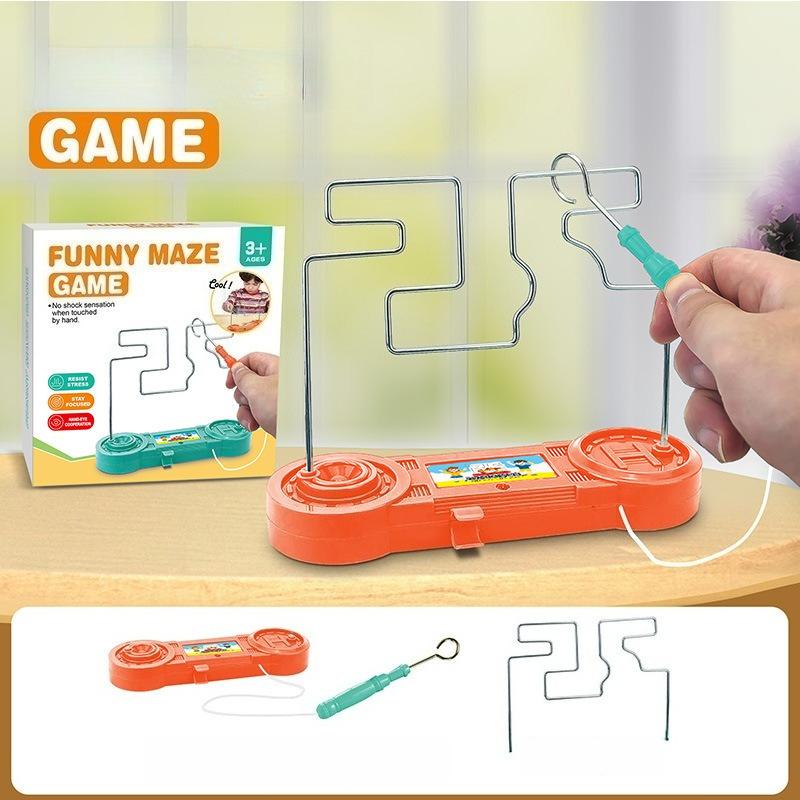 

Electric Touch Maze Puzzle Toys Montessori Focus Training Game Creative Educational Toy Fire Line Impact Challenge for Kids Gift помаранчевий