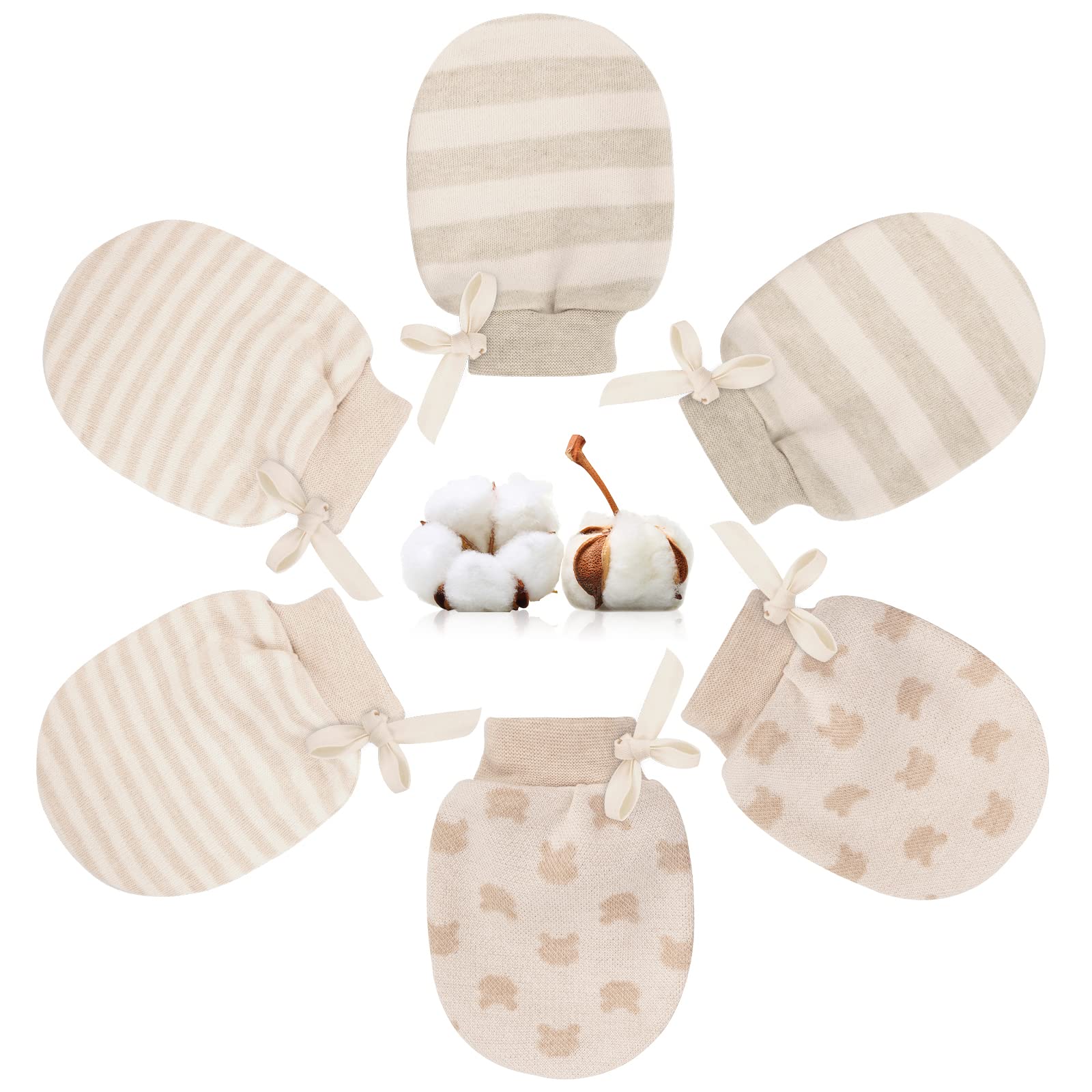 

YBB Baby 3 3 Organic Cotton Baby Shower Ages Use Mittens, Colors, Pairs, Mesh, Breathable, Soft, Anti-Scratch Protection, Newborn, Gift, 0-2,