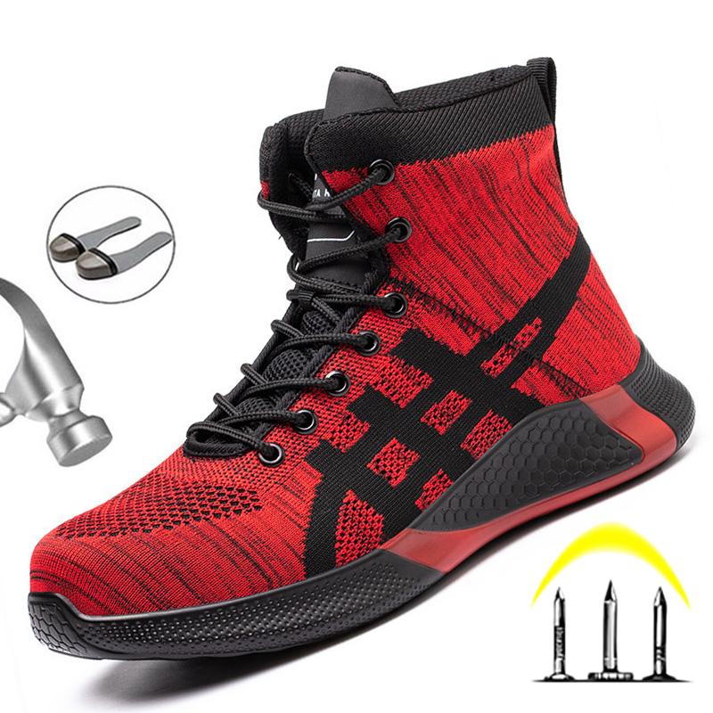 Fashion Steel Toe Work Safety Boots Men Indestructible Boots Punctu-proof Safety Shoes Men Work Sneakers Lightweight Security Work Shoes