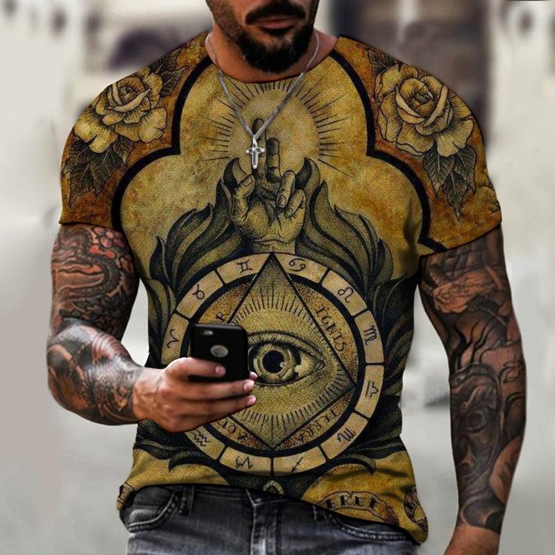 Vintage T Shirt For Men Graffiti Abstraction Short Sleeve Tops Street Hip Hop Men's T-shirts Oversized Tees Shirt Man Clothing