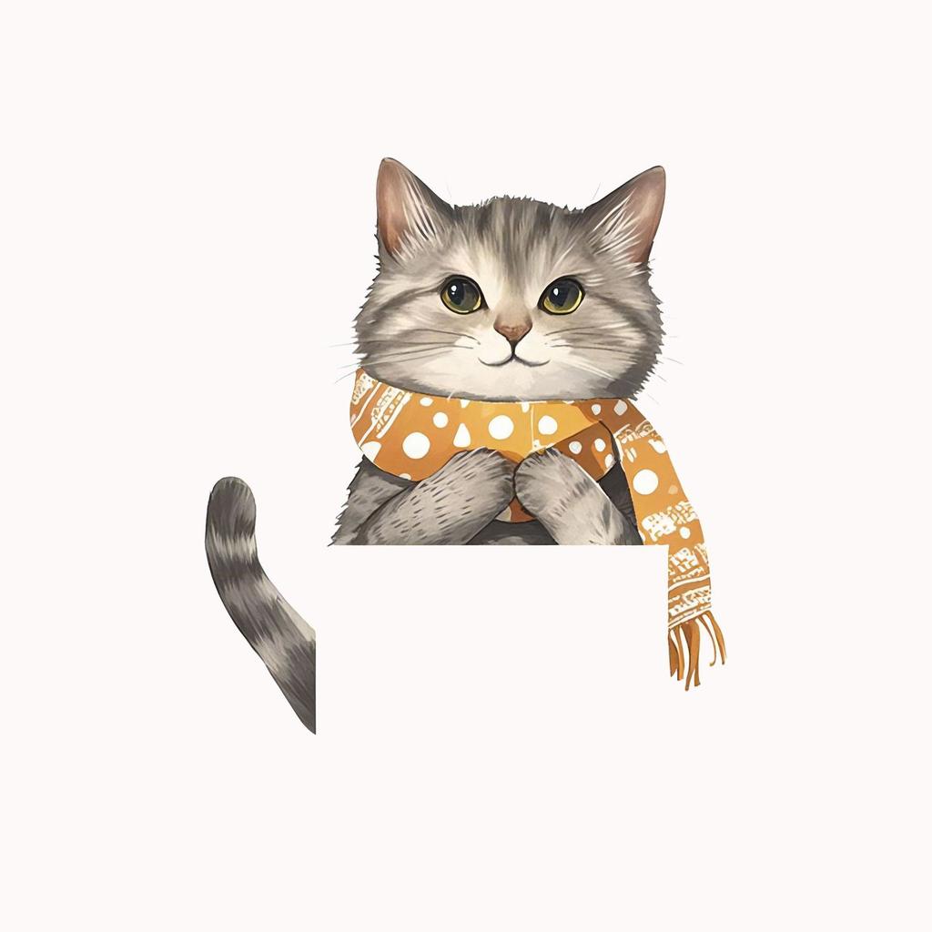Self-adhesive Cute Cartoon Cat with Scarf Switch Stickers Waterproof for Living Room Kids Room Wall Decor Wholesale