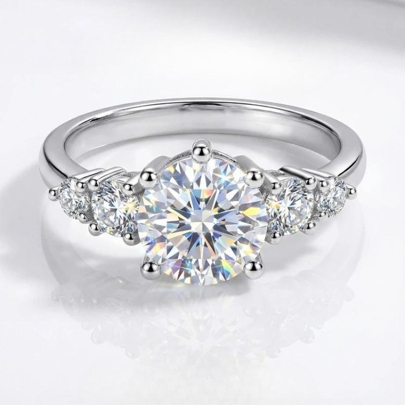 925 Sterling Silver Real 1CT Certified Moissanite Diamond Engagement Rings for Women Wedding High Quality Fine Jewelry 9 серебряный