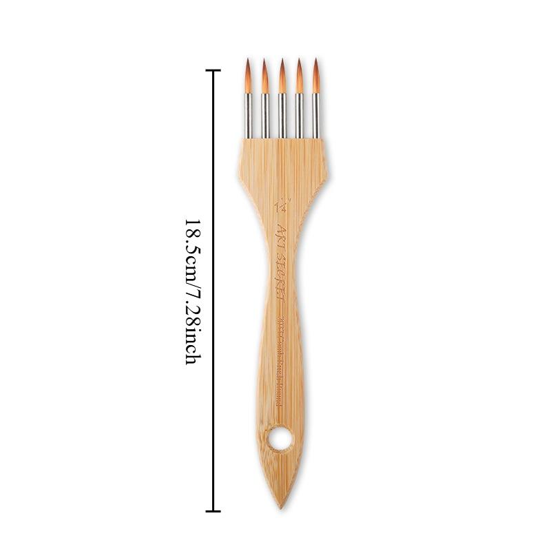 1pcs New Multi Toothed Comb Wooden Flat Head Round Head Art Watercolor Acrylic Brush Nylon Wool Art Stationery