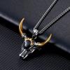 Herren Punk Retro Stierkopf Anhänger Halskette - Titanstahl