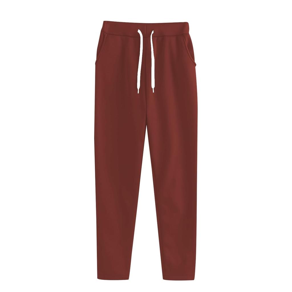 Women's Spring Four Season Casual Solid Color Sweatpants with Elastic Waistband and Drawstring Pockets