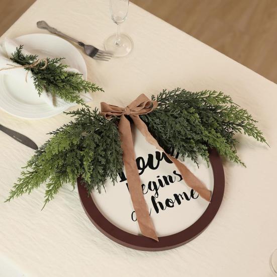 18" Real Touch Christmas Cedar Branches Realistic Fake Pine Picks Artificial Greenery Plants Stem for Vase DIY Crafts Garland Wreath Indoor Outdoor