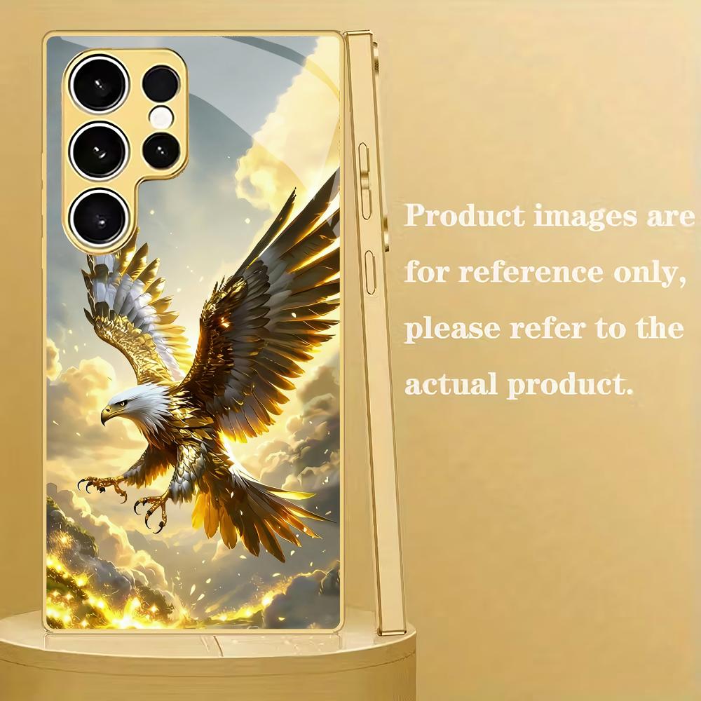 Eagle electroplated glass phone case suitable for Samsung Galaxy S26 S25 S24 S23 S22 S20 FE/Ultra/Plus5G anti drop back cover