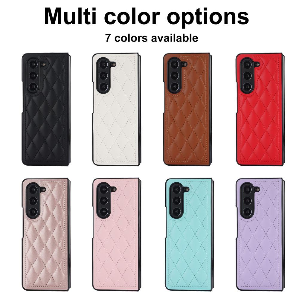 Fashion Rhombic Ultra-thin Leather Phone Case For Samsung Galaxy Z Fold 6 Fold 5 Fold 4 3 Shockproof Cover