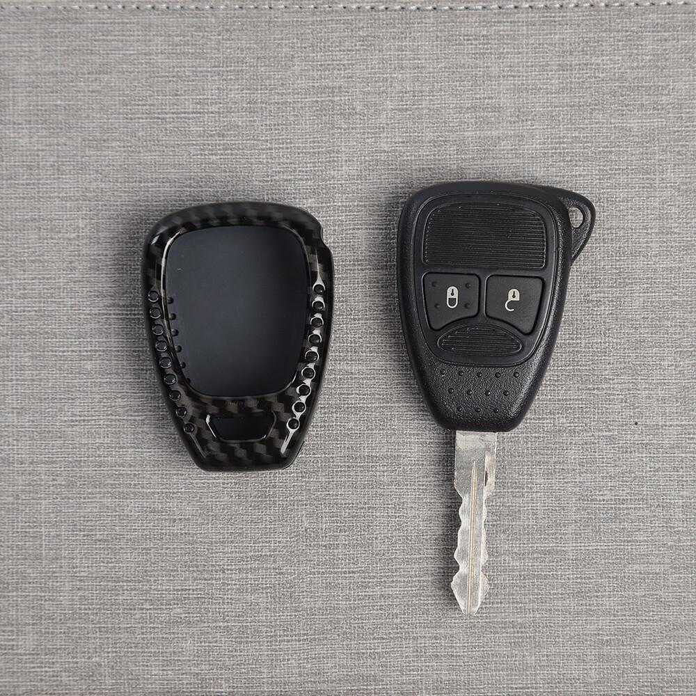 1pcs Car Key Fob Protect Cover Case Trim for Jeep Wrangler JK 07-17 Carbon Fiber