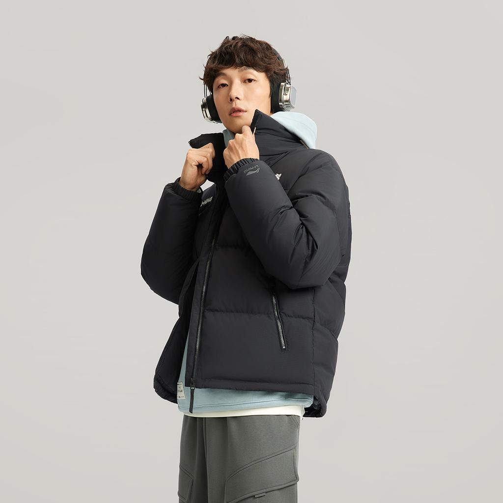 Li-Ning Sports Lifestyle Series Letter Zipper Stand Collar Versatile Casual Down Jacket Unisex Outerwear AYMV431-2