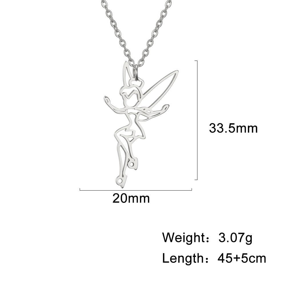 My Shape Flower Fairy Elf Necklace For Women Girl Cute Angel Wings Stainless Steel Hollow Pendant Fashion Jewelry Choker Gift