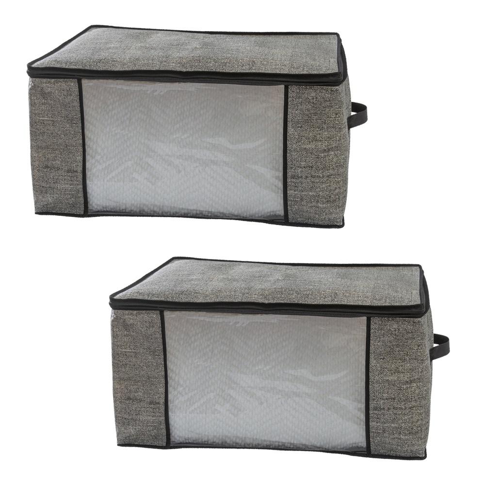 

Non Woven Blanket Storage Bags Set of 2 with Clear View Window Zipper Closure Folding Design Linens and Quilts United States