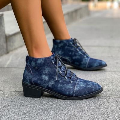 Fashion Women's Shoes Ankle Boots New Rock Luxury Footwear Autumn Plus Size Denim Elegant Comfortable Middle Heel Casual Cheap Clearance