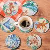8-piece DIY Marine Animal Print Diamond Art Painting Coasters Wooden Coasters Living Room Office Bar Restaurant