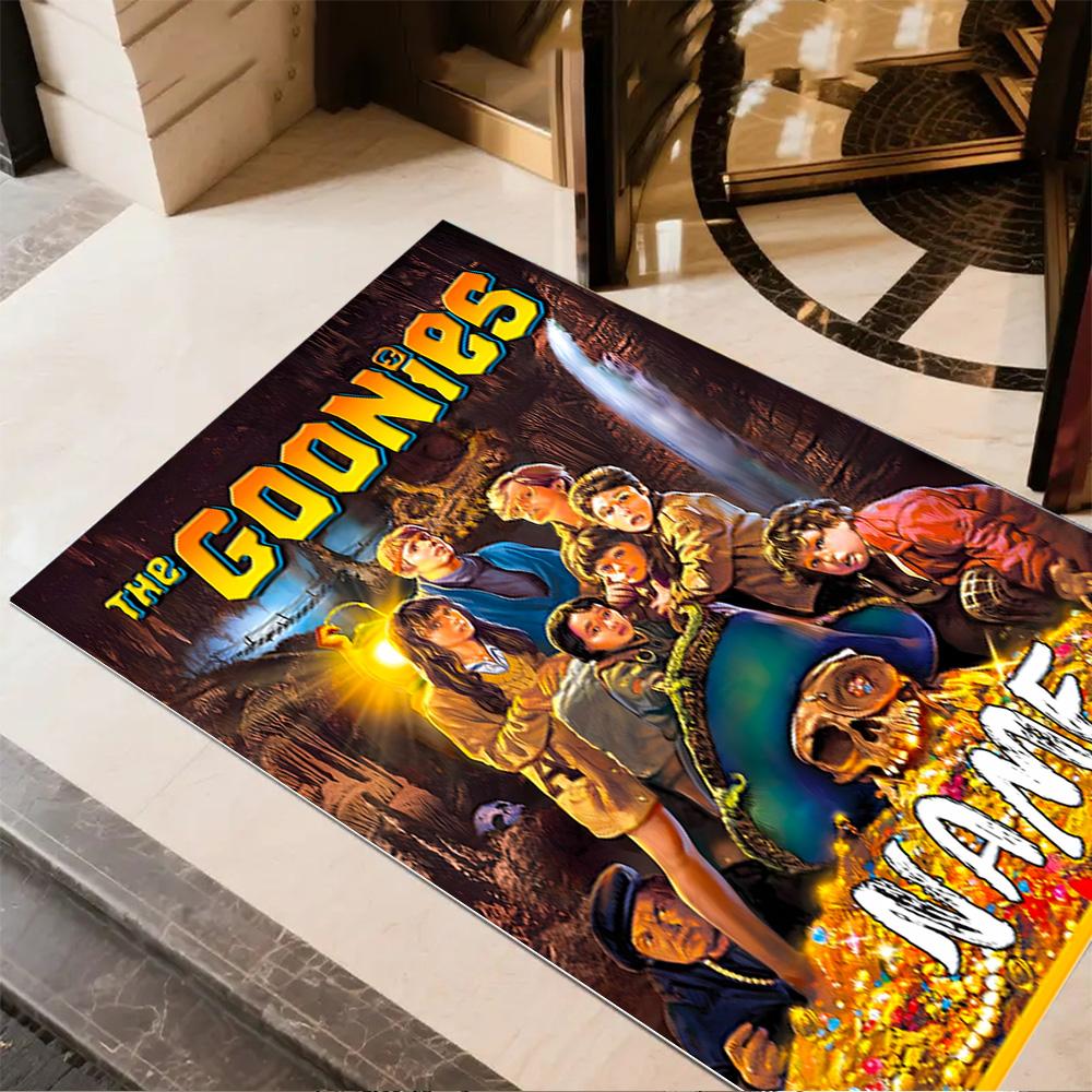 Goonies Adventure Begins Personalized Name Area Rug Perfect for Dormitory Outdoor Game Room Dining Room Anti-slip Rug Anime Office Decor
