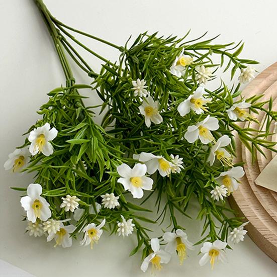 Künstliche Schleierkraut mit grünen Blättern UV-beständig 7-Zweig Falsche Seidenblume Haus Büro Hochzeit Party Innen Außen Falsche Blüte Dekoration
