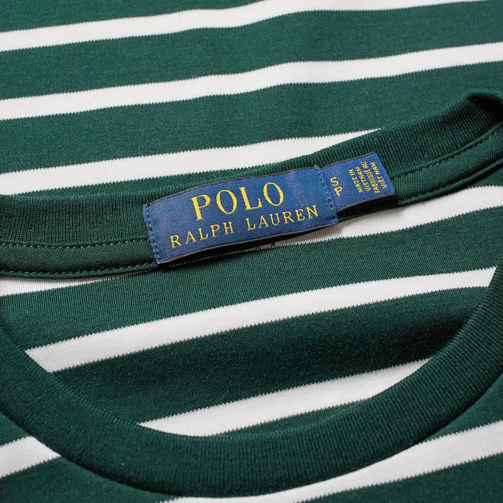 Polo Ralph Lauren Logo Embroidered Striped Crew Neck Casual Long Sleeve T-Shirt Men Tops Green 710883732-005